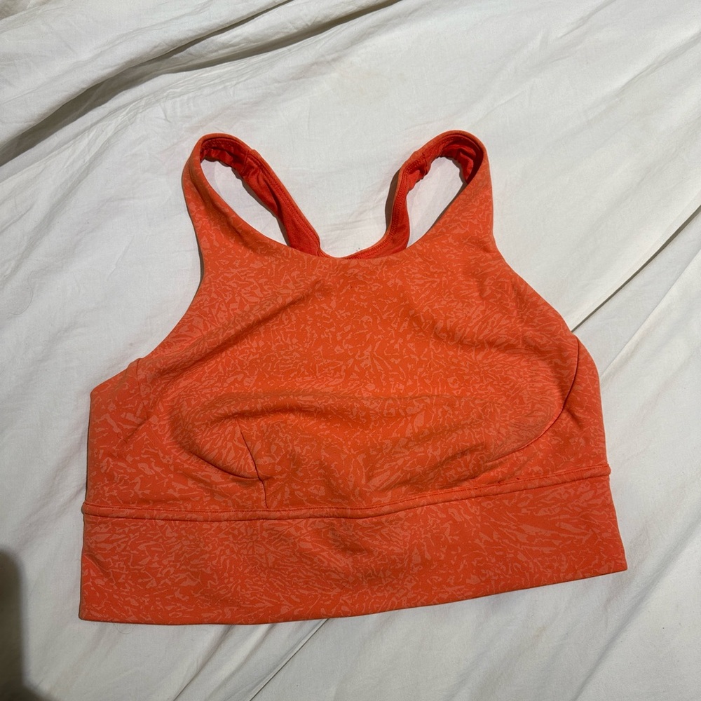 Lululemon wunder train long line bra orange size 10